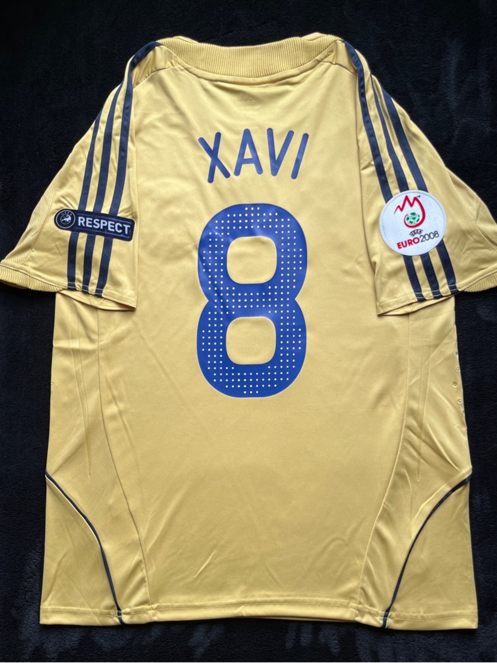 Xavi #8 Spain 2008 Away Gold Retro Soccer Jersey Euro